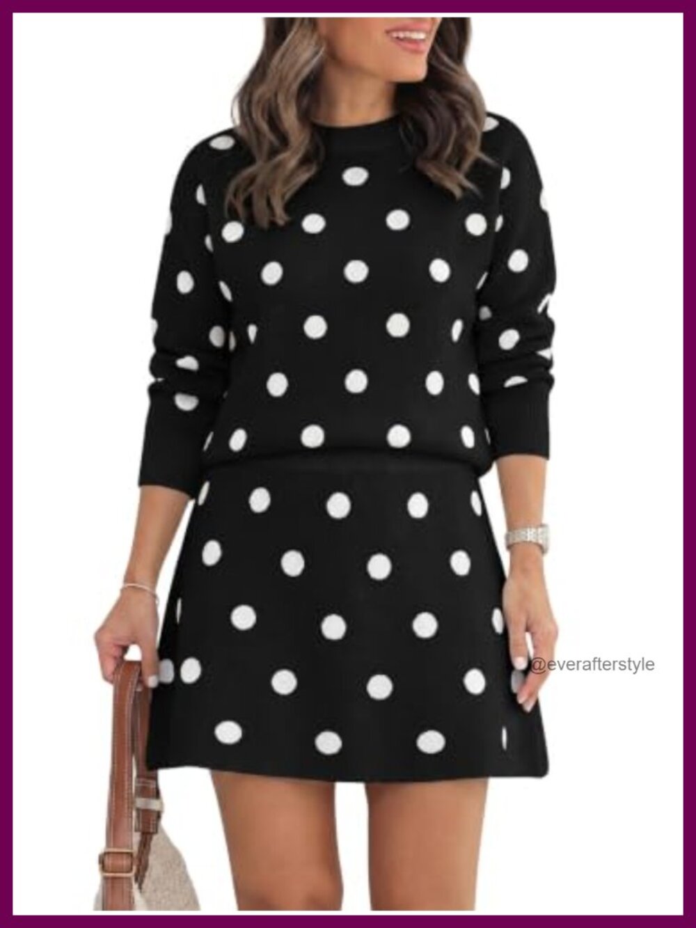 Womens 2 Piece Sweater Skirt Set Long Sleeve Pullover Pleated Mini Skirt Fall